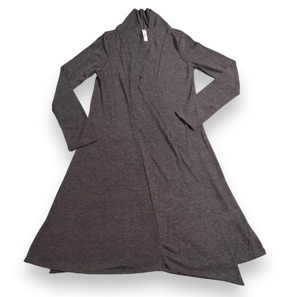 Bee Uniq Womens Cardigan Sweater Knee Length Open Front Hacci Duster Gray Small